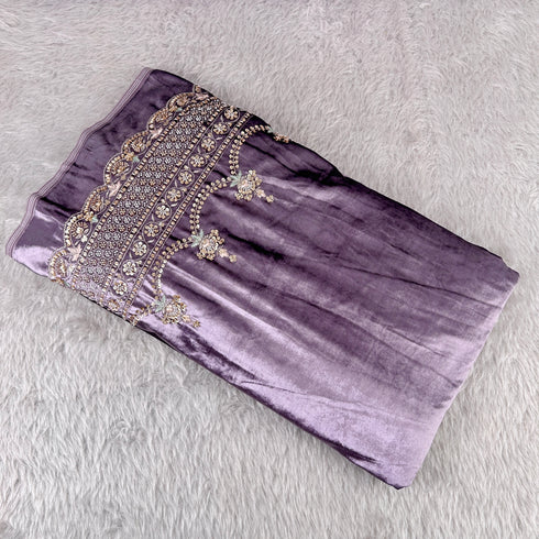 Cut Dana Thread Sequins Work Velvet Fabric - F5197